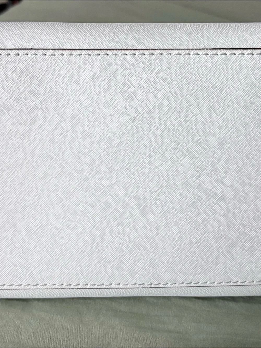 Michael Kors White Saffiano Satchel with MK Charm